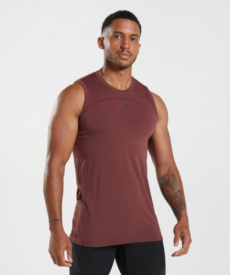 Men\'s Gymshark 315 Seamless Tanks Brown | NZ 8YDQJG